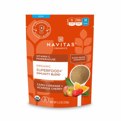 Navitas® Organics Camu + Orange + Acerola Cherry Superfood+® Immunity Blend Perspective: front
