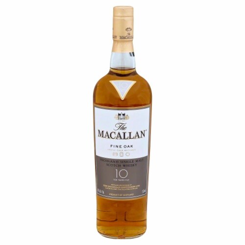Macallan 10 Year Fine Oak Highland Single Malt Scotch Whisky Perspective: front