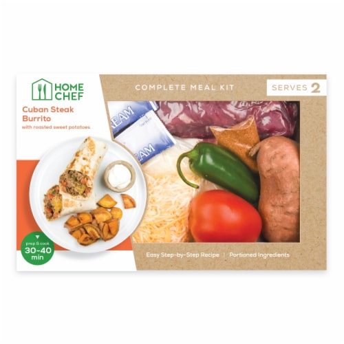 Home Chef Complete Meal Kit Cuban Steak Burrito Perspective: front