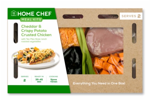 Home Chef Meal Kit Cheddar & Crispy Potato Crusted Chicken With Jalapeno Ranch Roasted Vegetables Perspective: front