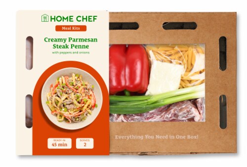 Home Chef Meal Kit Creamy Parmesan Steak Penne Perspective: front