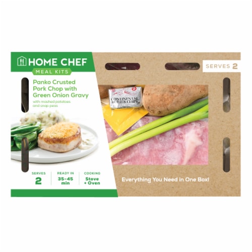 Home Chef Meal Kit Panko Crusted Pork Chop with Green Onion Gravy Perspective: front