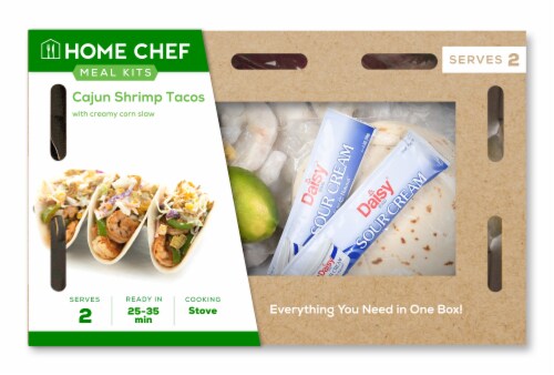 Home Chef Meal Kit Cajun Shrimp Tacos With Creamy Corn Slaw Perspective: front