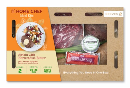 Home Chef Meal Kit Steak With Horseradish Butter With Roasted Potatoes Beets And Goat Cheese Perspective: front