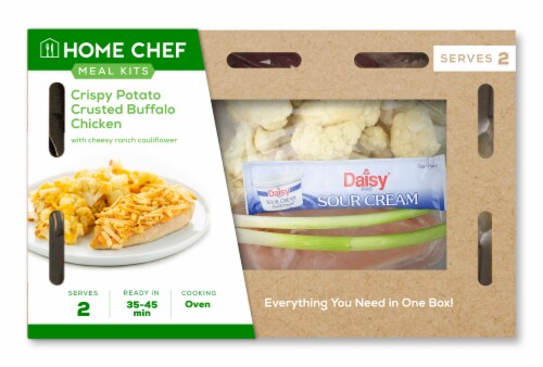 Home Chef Meal Kit Crispy Potato Crusted Buffalo Chicken With Cheesy Ranch Cauliflower Perspective: front