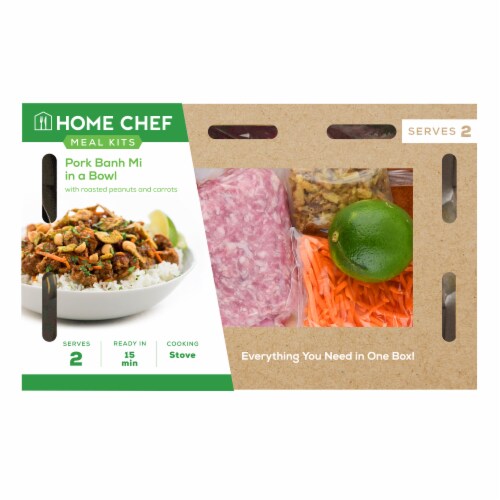 Home Chef Meal Kit Pork Banh Mi in a Bowl with Roasted Peanuts and Carrots Perspective: front