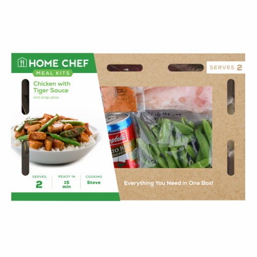Home Chef Meal Kit Chicken with Tiger Sauce and Snap Peas Perspective: front