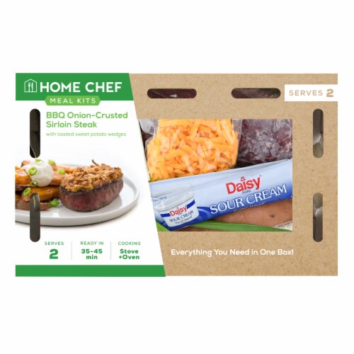 Home Chef Meal Kit BBQ Onion-Crusted Sirloin Steak Perspective: front
