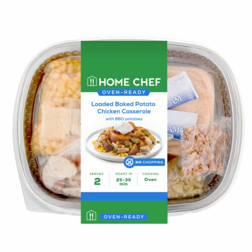 Home Chef Oven-Ready Loaded Baked Potato Chicken Casserole with Bacon and Crispy Jalapenos Perspective: front