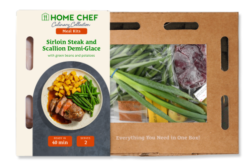 Home Chef Meal Kit Sirloin Steak with Scallion-Demi Glace Perspective: front