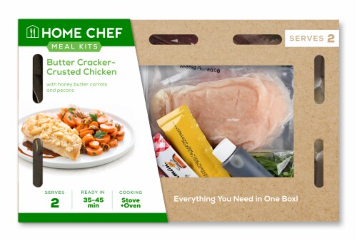 Home Chef Meal Kit Butter Cracker-Crusted Chicken with Honey Butter Carrots and Pecans Perspective: front