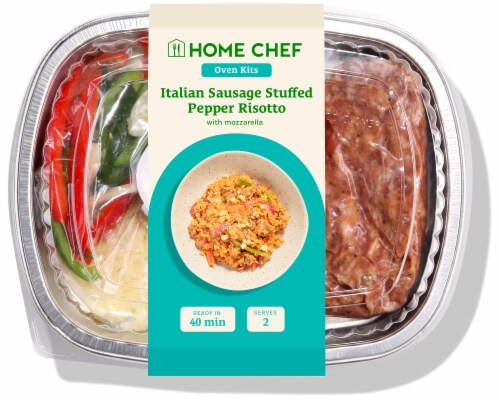Home Chef Oven Kit Italian Sausage Stuffed Pepper Risotto Perspective: front