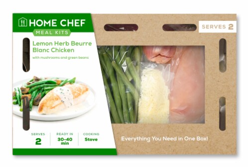 Home Chef Meal Kit Lemon Herb Beurre Blanc Chicken With Mushrooms and Green Beans Perspective: front