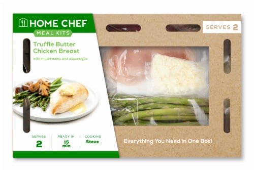 Home Chef Meal Kit Truffle Butter Chicken Breast with Mushrooms and Asparagus Perspective: front
