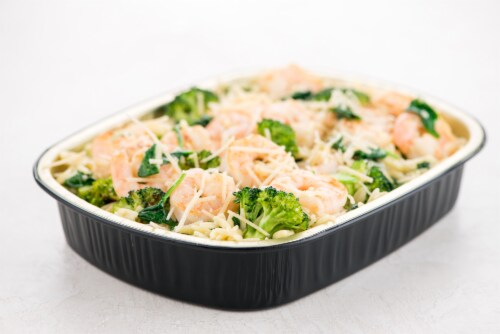 Home Chef Oven Kit Shrimp Rockefeller Orzo With Lemon Spinach and Broccoli Perspective: front