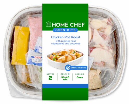 Home Chef Oven Kit Chicken Pot Roast With Roasted Root Vegetables and Potatoes Perspective: front