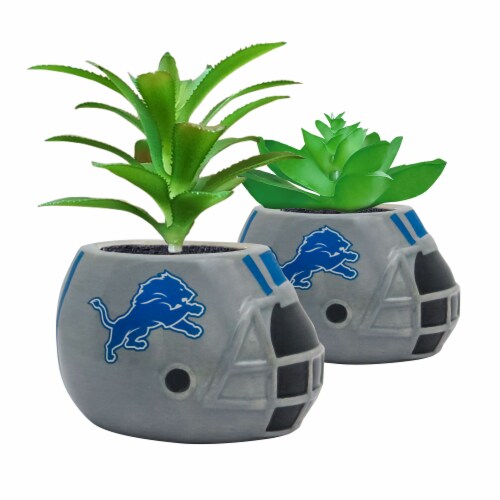 NFL Detroit Lions Team Pride Mini Faux Succulents in Ceramic Helmet Planters Perspective: front