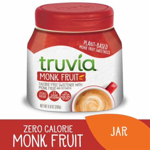 Truvia Calorie-Free Sweetener Jar from Monk Fruit 9.8 oz Jar Perspective: front