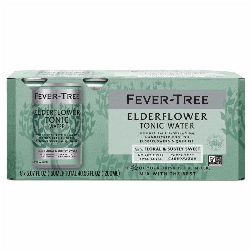 Fever Tree Elderflower Tonic Water Cans Perspective: front