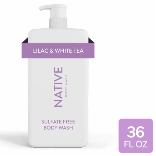 Native Body Wash Pump with Lilac & White Tea Perspective: front