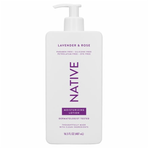 Native Moisturizing Hand & Body Lotion, Lavender & Rose, Silicone Free, for Women and Men, 16.5 oz Perspective: front