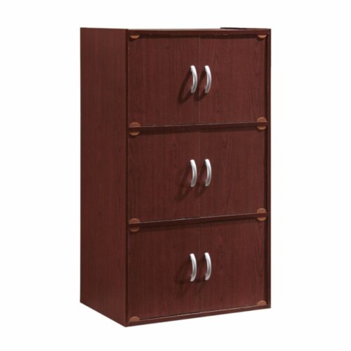 Hodedah 6 Door Enclosed Multipurpose Storage Cabinet for Home & Office, Mahogany Perspective: front