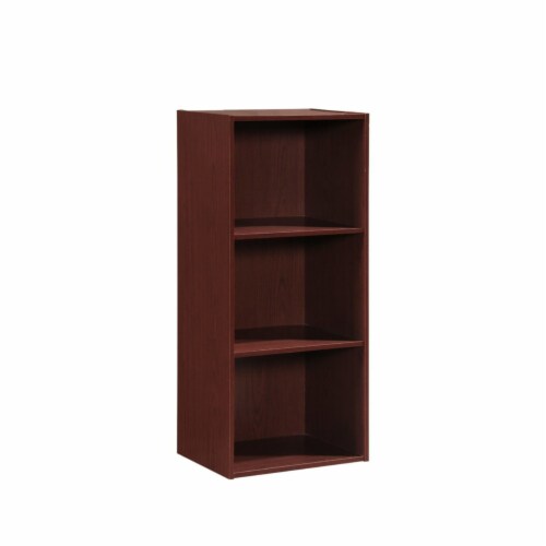 Hodedah HID23 MAHOGANY 3 Shelf Bookcase Perspective: front