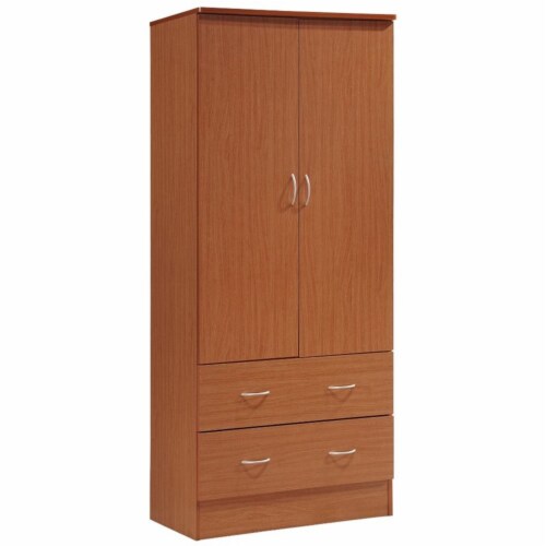 2 Door Armoire with 2 Drawers and Clothing Rod in Cherry Hodedah 1 Kroger