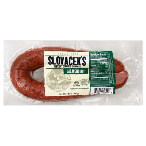 Slovacek's Jalapeno Hot Hickory Smoked Sausage Perspective: front