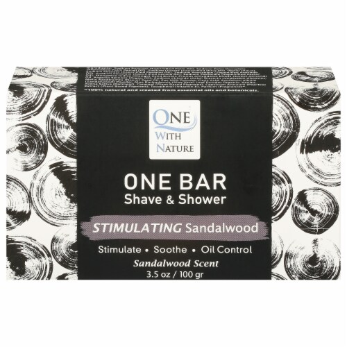 One With Nature One Stimulating Sandalwood Scent Shave & Shower Grooming Bar Perspective: front