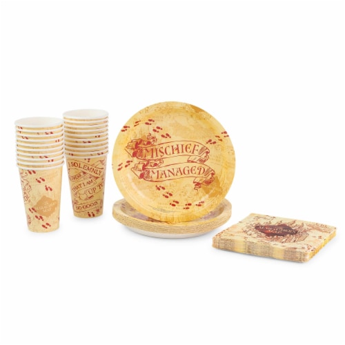 Harry Potter Marauders Map 60 Piece Party Tableware Set | Cups | Plates | Napkins Perspective: front
