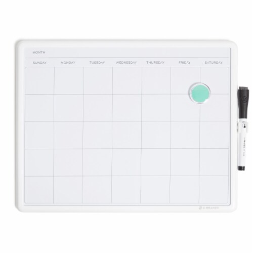 U Brands Dry Erase Magnetic Monthly Calendar Perspective: front