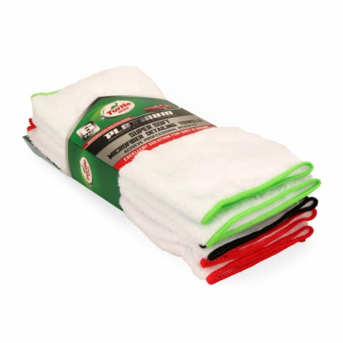 Turtle Wax Platinum Super Soft Microfiber Detailing Towels - White/Multi-Color Edges Perspective: front
