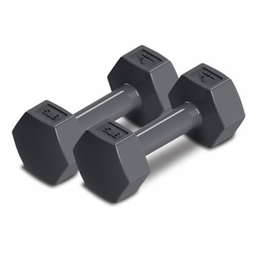 RBX Cement Vinyl Covered 5 Pound Dumbells - Grey Perspective: front