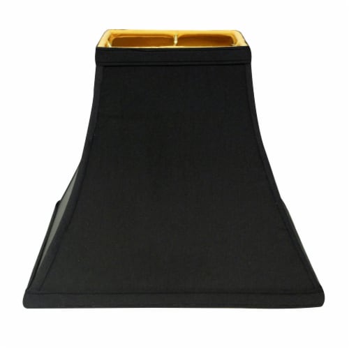Slant Square Bell Hardback Lampshade with Washer Fitter, Black (with gold lining) Perspective: front
