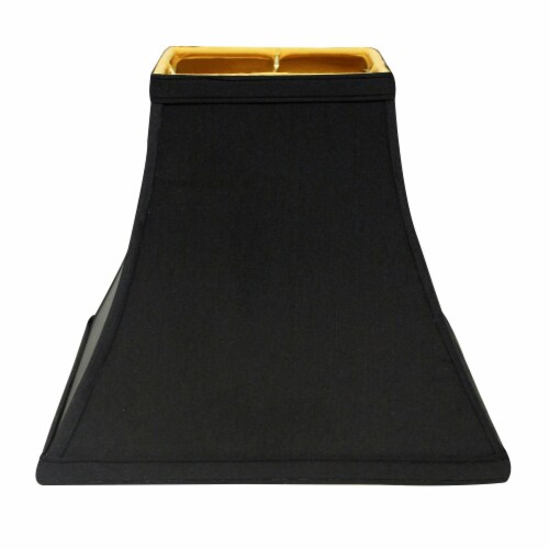 Slant Square Bell Hardback Lampshade with Washer Fitter, Black (with gold lining) Perspective: front