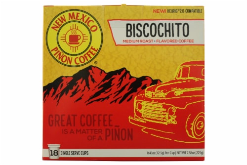 New Mexico Pinon Coffee Biscochito Medium Roast Single Serve Cups Perspective: front