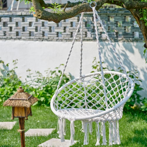 Hammock Chair Swing Hanging Rope Seat Net Chair Tree Outdoor Porch