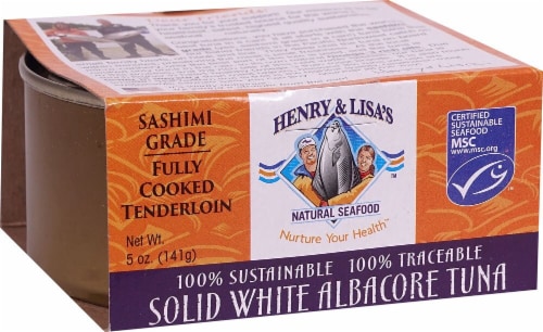 Henry & Lisa's Natural Seafood Solid White Albacore Tuna Sashimi Grade Perspective: front