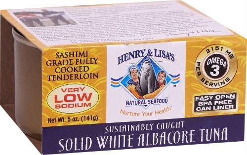 Henry & Lisa's Natural Seafood  Solid White Albacore Tuna Very Low Sodium Perspective: front
