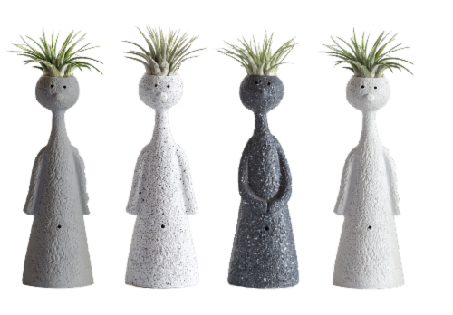 Cozy Thinkers Polyresin Figure with Tillandsia Perspective: front