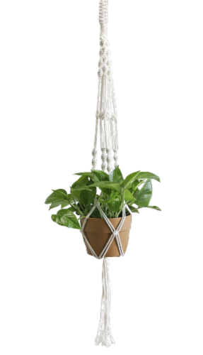 LiveTrends Classic Macrame Foliage Hanging Basket Perspective: front