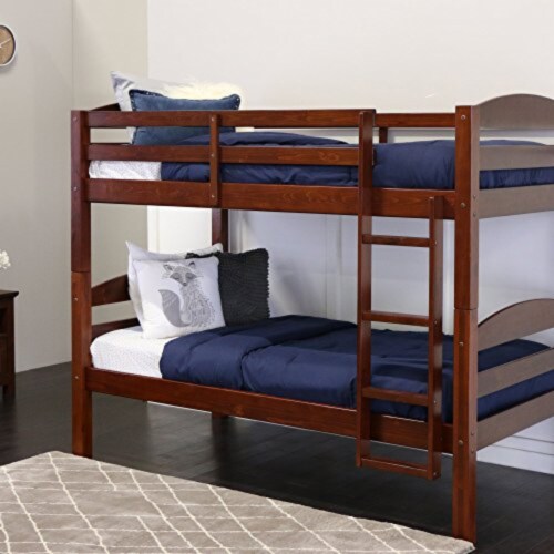 Exclusive Twin Twin Solid Wood Bunk Bed Espresso by Walker Edison