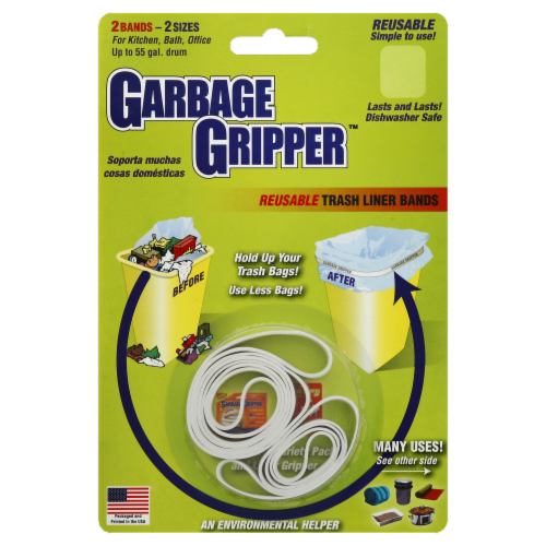 Garbage Gripper Reusable Trash Liner Bands Perspective: front