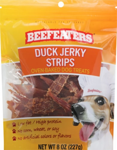 Beefeaters® Duck Jerky Strips Oven Baked Dog Treats Perspective: front