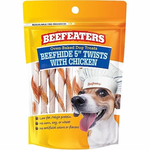 Beefeaters BFE02397 Oven Baked Beefhide & Chicken Twists Dog Treat Perspective: front