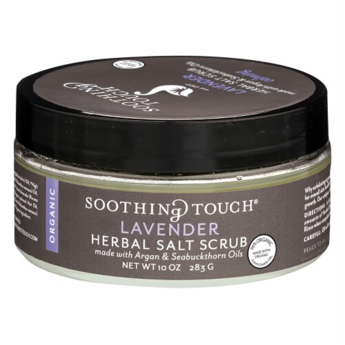 Soothing Touch Lavender Herbal Salt Scrub Perspective: front