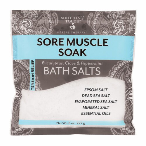Soothing Touch Sore Muscle Soak Eucalyptus Clove & Peppermint Bath Salts Perspective: front