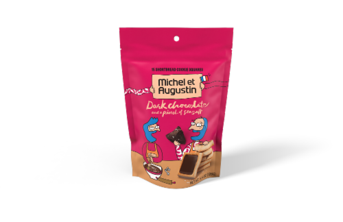 Michel et Augustin Dark Chocolate and Sea Salt Shortbread Cookie Squares Perspective: front