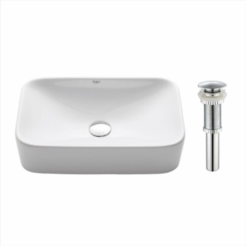 KRAUS Soft Rectangular Ceramic Vessel Bathroom Sink in White